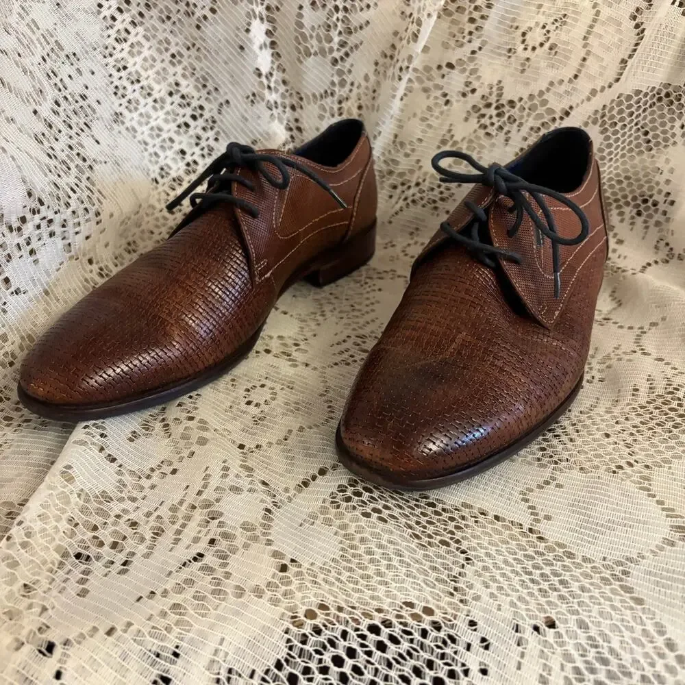 Sioux Dilip Men's US 9 Brown Leather Derby Dress Shoes